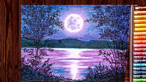 How To Draw Full Moonfull Moon Oil Pastel Drawingmoonlight Night