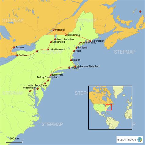 Landkarte von den usa und kanada für powerpoint mit länderbeschriftung, 3d globus nordamerika. StepMap - Kanada USA 2017 - Landkarte für Nordamerika