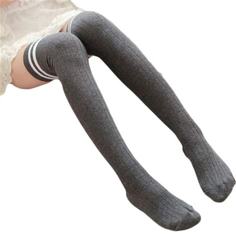 Wholesale Feitong Women Striped Winter Over Knee Socks For Women Girls Leg Warme Soft Knitting