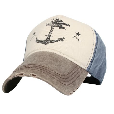 Withmoons Withmoons Vintage Washed Mens Baseball Cap Pirate Ships Hat