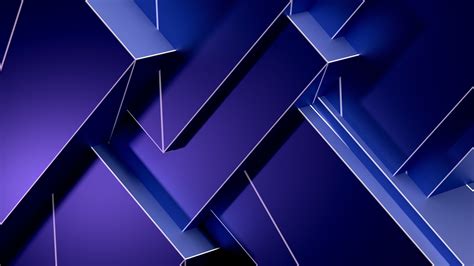 3d Blue Digital Art Purple Geometry Line Pattern Abstract Art