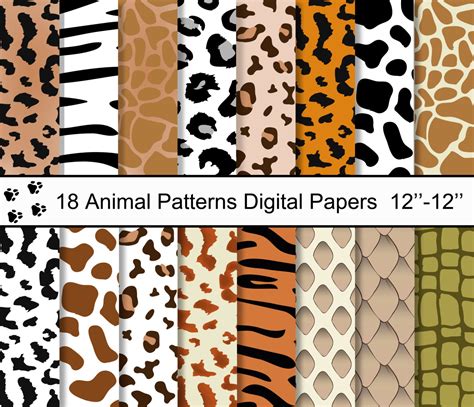 Animal Print Digital Paper Scrapbook Paper Printable