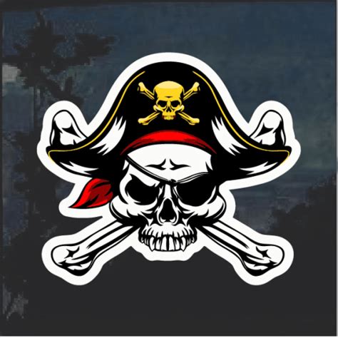 Pirate Skull And Crossbones Color Window Decal Sticker Custom Made In