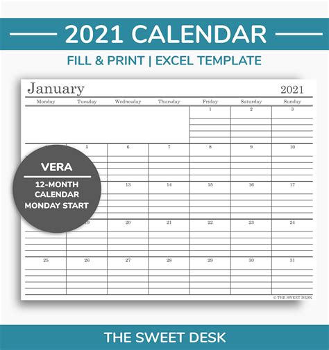 Editable 2021 Excel Plantilla De Calendario Anual Calendario Etsy Images