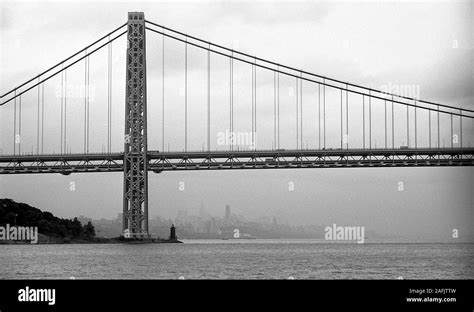 George Washington Bridge Across The Hudson River In New York Stock