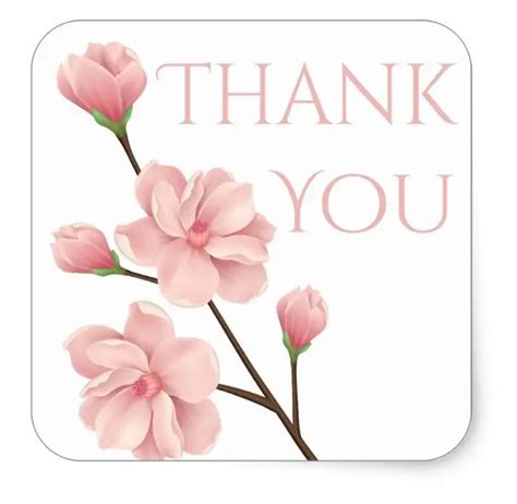 15inch Floral Thank You Pink Cherry Blossom Flower Party Square