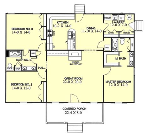 Ranch Style House Plan 3 Beds 2 Baths 1700 Sq Ft Plan 44 104