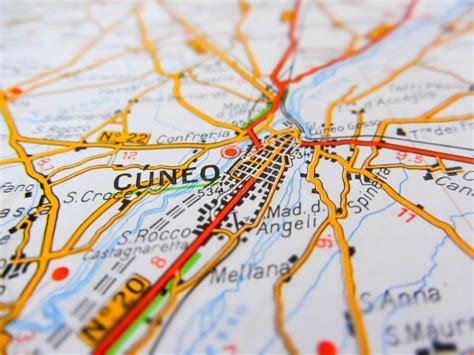 Cuneo City Over A Road Map Italy Stock Image Image Of Roads Travel