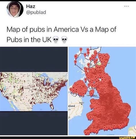Map of pubs in America Vs a Map of Pubs in the UK - )
