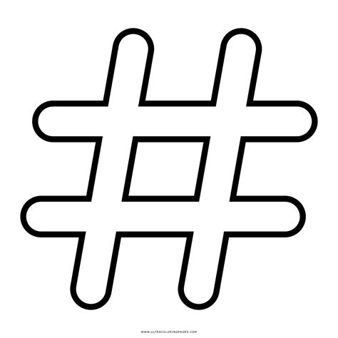 Hashtag Symbol Clip Art Sketch Coloring Page