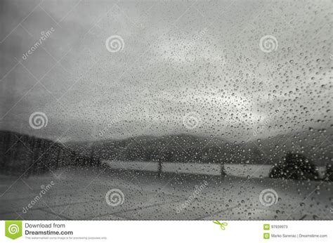 Raindrops On The Window Black And White Photo Stock Image