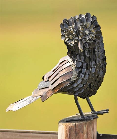 Metal Little Owl Garden Ornament Sculpture Art Handmade Etsy Uk