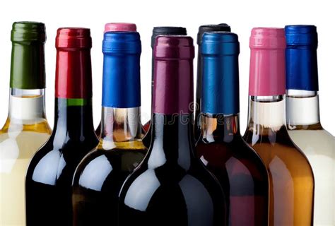 Three Bottles With Red Pink And White Wines Stock Image Image Of