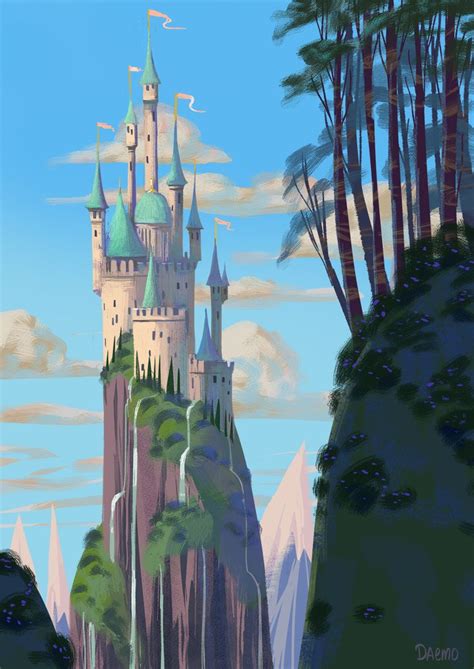 Fairytale castle. | Castle illustration, Castle painting, Fantasy castle