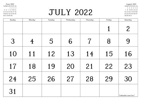 July 2022 Calendar Free Printable Calendar Free Printable July 2022