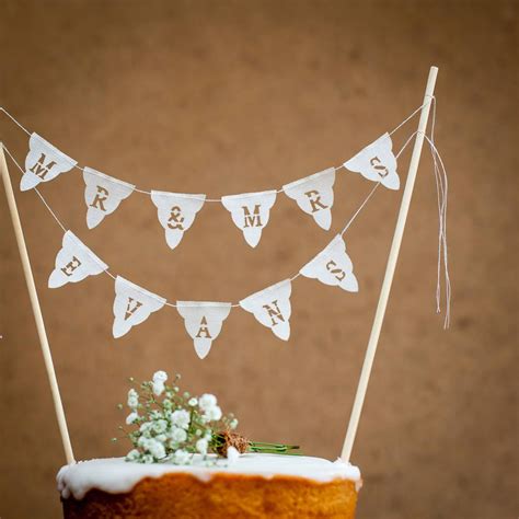 Personalised Wedding Cake Mini Bunting Wedding Cake Topper Flags