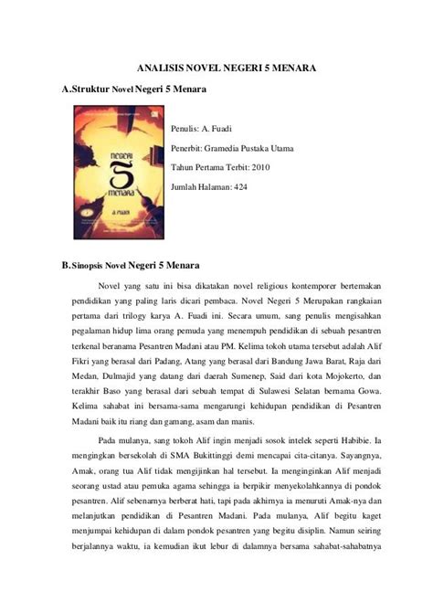 Resensi Novel Negeri 5 Menara Beserta Unsur Intrinsiknya – Tulisan