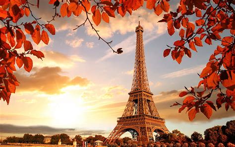 Eiffel Tower France Leaf Tower Eiffel Red Autumn Toamna Paris