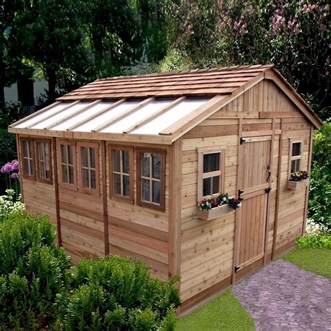 Almost $400 in savings and we build it for you! Outdoor Living Today 12-ft x 12-ft Cedar Sunshed Garden Shed | Garden shed, Greenhouse shed ...