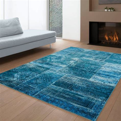 Coletta Power Loom Performance Blue Rug Rugs Best Carpet Teal Area Rug