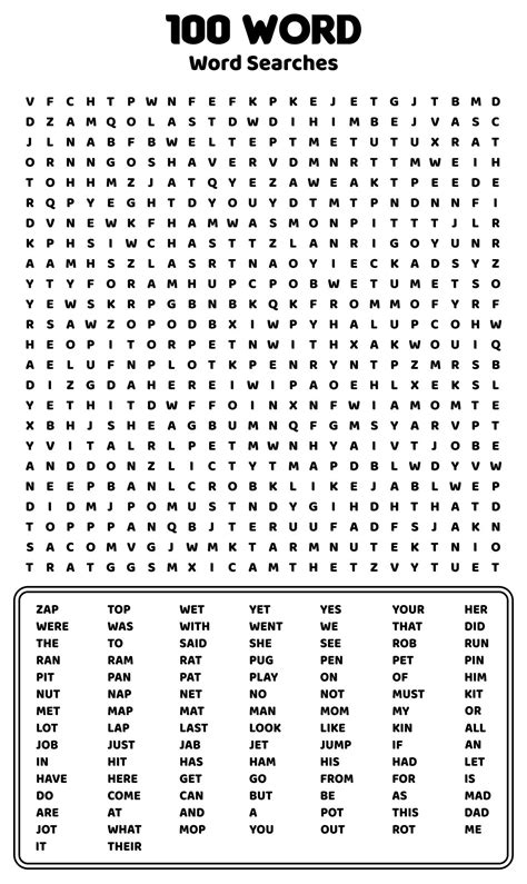 100 Word Search Puzzles Printable Word Search Printable Free For Kids