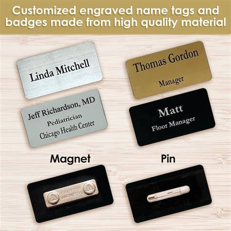 Custom Engraved Name Tag Badge For Business With Pin Or Magnet Etsy