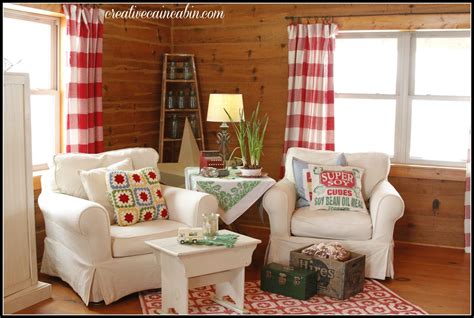 Living Room With White Slipcovered Furniture Creative Cain Cabin