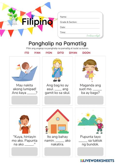 Panghalip Na Pamatlig Hunterswoodsph Montessori Filipino Activity