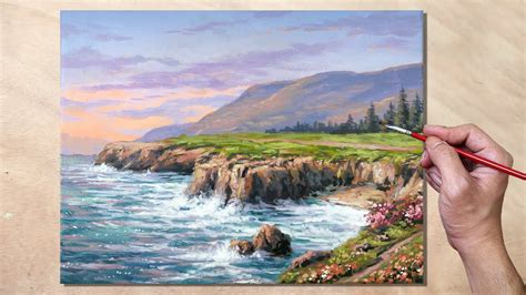 Acrylic Painting Seascape Cliff Edge John Rowell Correa In 2020