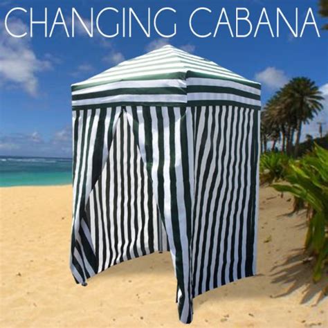 Striped Portable Changing Cabana Tent Patio Beach Pool Green White
