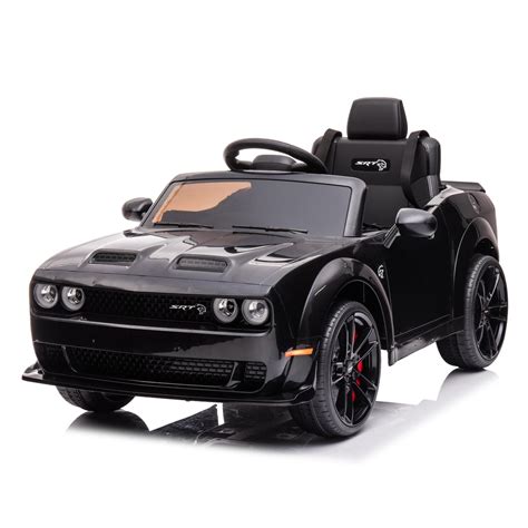 Irerts Licensed Dodge Challenger Kids Ride On Toys Black 12v Battery