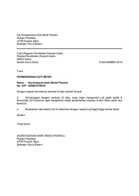 Selain hari libur setiap minggunya mungkin. Surat Permohonan Cuti Kerja | Contoh surat Permohonan