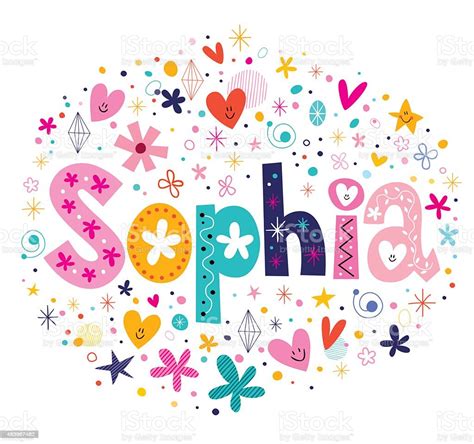 Sophia Female Name Decorative Lettering Type Design Stock Illustration
