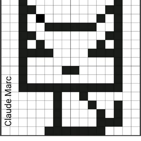 Pixel Art Dessin de chat facile à reproduire Pixel Art Chat Pixel Art Noel Faire Du Pixel