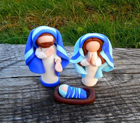 Miniature Nativity Set Modern Nativity Polymer Clay Manger Etsy