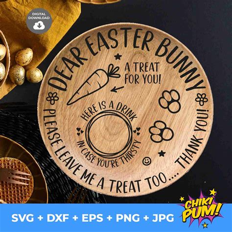 Dear Easter Bunny Round SVG • Carrot Plate Tray cut file