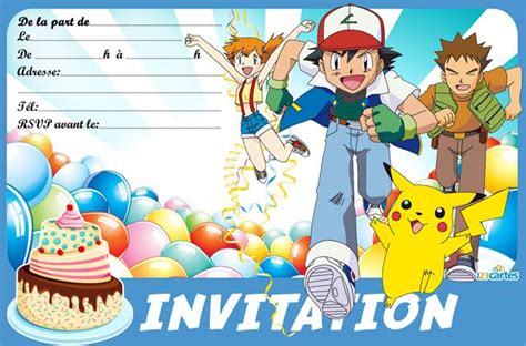 Carte humoristiques ou traditionnelles pour adulte, homme, femme, enfant fille ou garçon. Invitations anniversaire Pokémon à imprimer pour enfants ...
