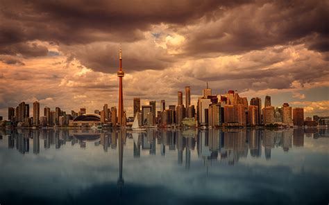 Download Wallpapers Cn Tower Urban Skyline Toronto Canada Ontario