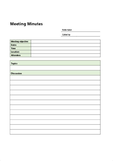 Easy Meeting Minutes Template Excel Word Templates Gambaran