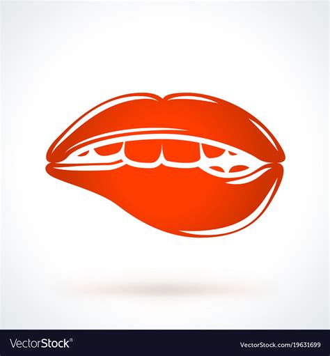 Sexy Biting Lips St Valentines Day Design Element Vector Image