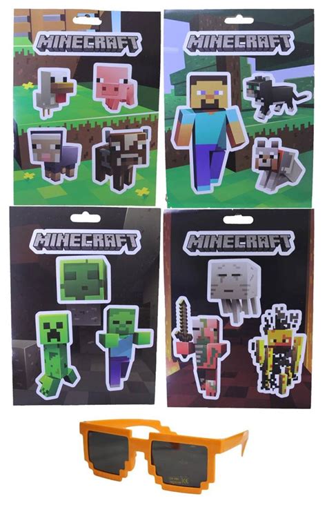 Licensed Minecraft Sticker Bundle Pack 17 Stickers With Pixelated