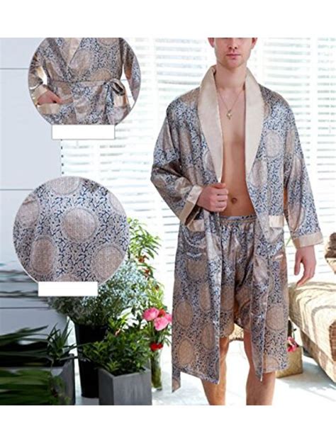 Buy Aieoe Mens Satin Robe With Shorts Silk Bath Robe Luxurious Kimono