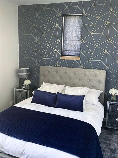 Zara Shimmer Metallic Wallpaper In Navy And Gold Home Bedroom Zara