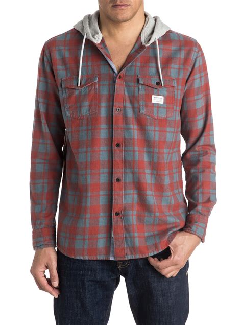 Snap Up Flannel Long Sleeve Hooded Shirt Eqywt03376 Quiksilver