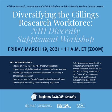 Diversifying The Gillings Research Workforce Nih Diversity Supplement