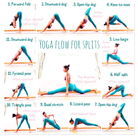 Yoga Poses And Flow For Splits Hip Openers And Hamstring Stretches Misssunitha