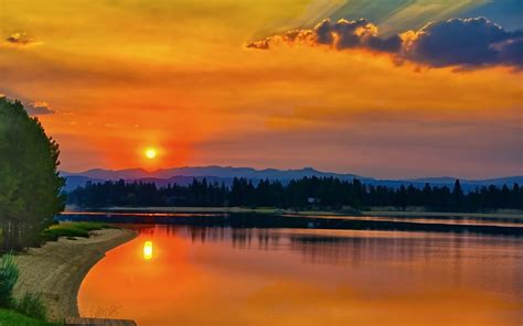 2560x1600 Lake Cascade Hd Sunset 2560x1600 Resolution