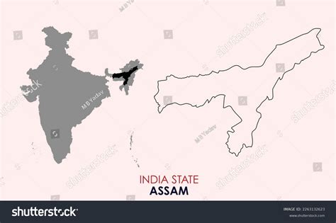 Map Of Assam Map Of Assam With Indian Map Royalty Free Stock Vector