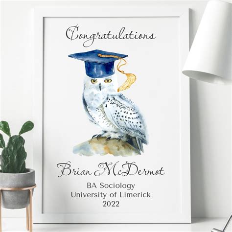 Personalised Graduation Frame Owl Personalised Ts For Graduate
