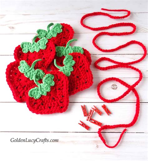 Crochet Strawberry Garland Bunting Goldenlucycrafts
